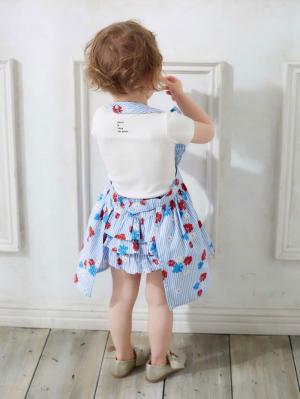 ベビー ブルマ|【ベビー服】【kiltti】フラワープリントストライプふりふりブルマ|サックス