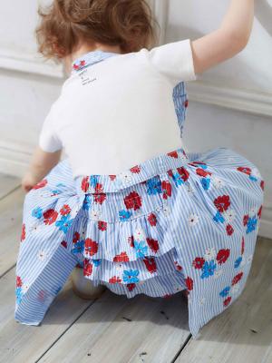 ベビー ブルマ|【ベビー服】【kiltti】フラワープリントストライプふりふりブルマ|サックス