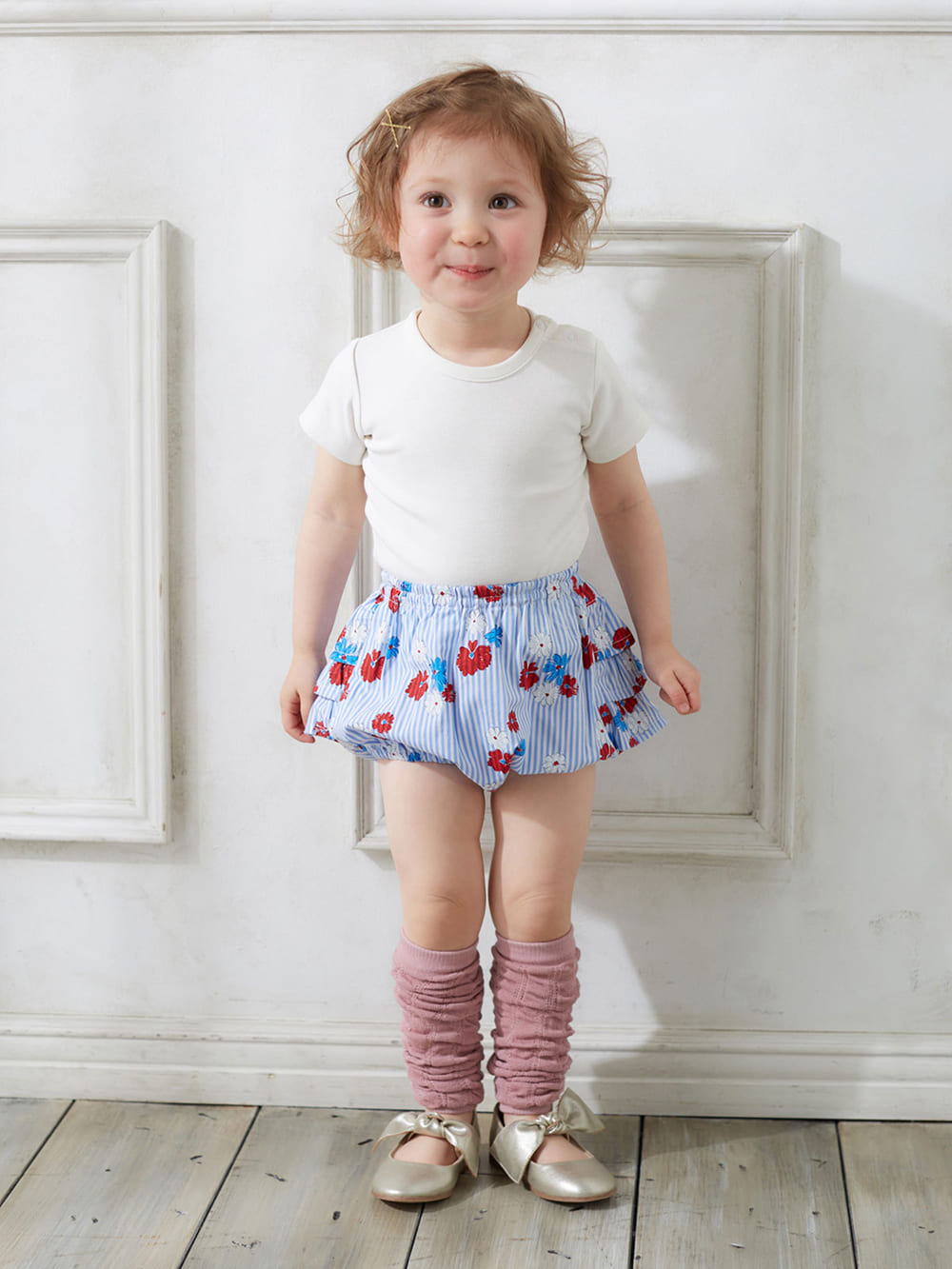 ベビー ブルマ Kiltti フラワープリントストライプふりふりブルマ ベビー服 新生児服 ベビー用品通販 エンジェリーベ 公式