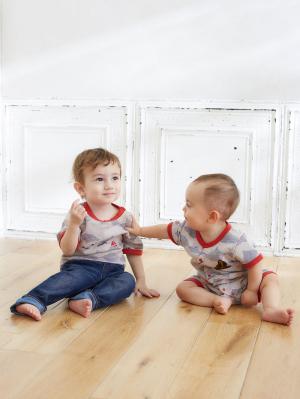 ベビートップス|【ベビー服】波柄ジャガードTシャツ