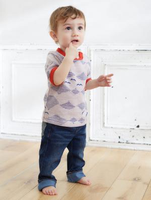 ベビートップス|【ベビー服】波柄ジャガードTシャツ|キナリ