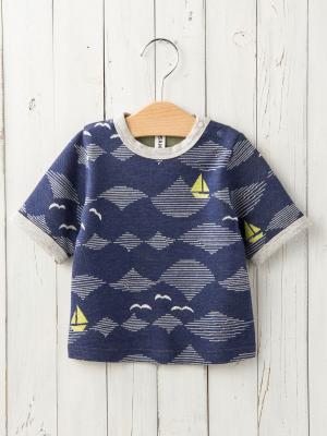 【ベビー服】波柄ジャガードTシャツ 50376