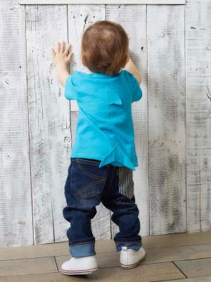 ベビートップス|【ベビー服】サメプリントTシャツ|ターコイズブルー