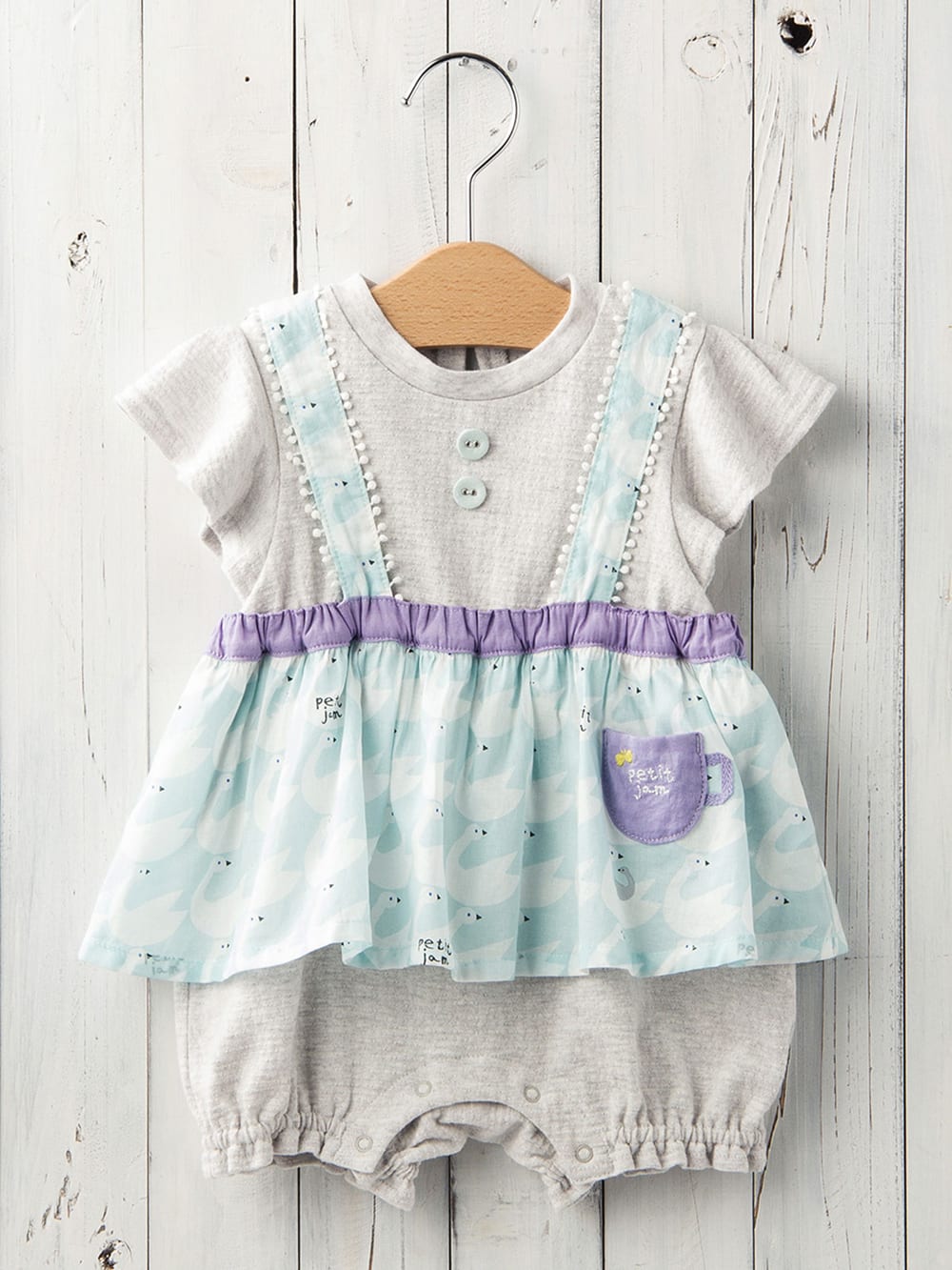 Petit Jam スワン千鳥のセパレート風ロンパース ベビー 新生児 服 ベビー用品通販 エンジェリーベ 公式