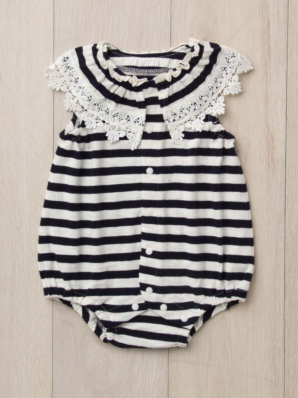 ロンパース・カバーオール|La Stella（ラ ステラ）ボーダーフリルカラーボディ