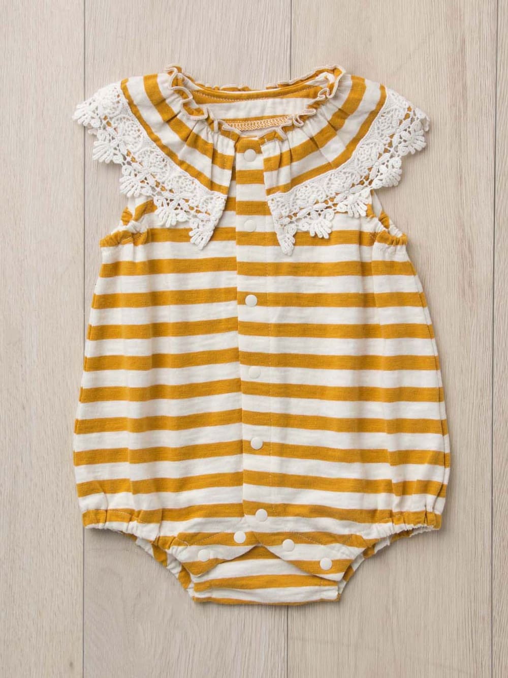 ロンパース・カバーオール|La Stella（ラ ステラ）ボーダーフリルカラーボディ