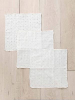 赤ちゃん お風呂・ベビースキンケア|【日本製】ANGELIEBEオリジナル  3重ガーゼ星柄ガーゼハンカチ3Pセット|オフホワイト