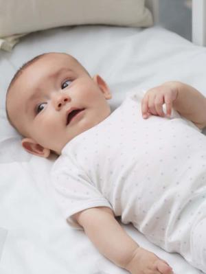 ロンパース・カバーオール|【ベビー服】【日本製】ANGELIEBEオリジナル  フライス星柄ロンパース|シルバーグレー