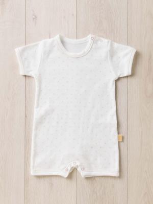 ロンパース・カバーオール|【ベビー服】【日本製】ANGELIEBEオリジナル  フライス星柄ロンパース|スモークピンク