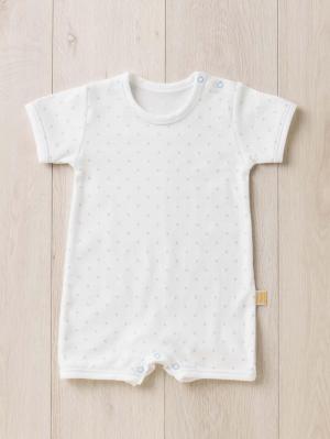 ロンパース・カバーオール|【ベビー服】【日本製】ANGELIEBEオリジナル  フライス星柄ロンパース|スモークブルー
