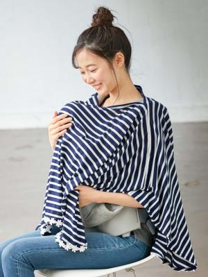 マタニティ 美容・コスメ・雑貨|【MAMMY LUNA】授乳ケープ|ブルーボーダー