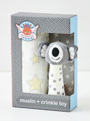 おくるみ|weegoamigo(ウィーゴアミーゴ) おくるみラトルセットMuslin+ Crinkle Toy Set|Silver Koala