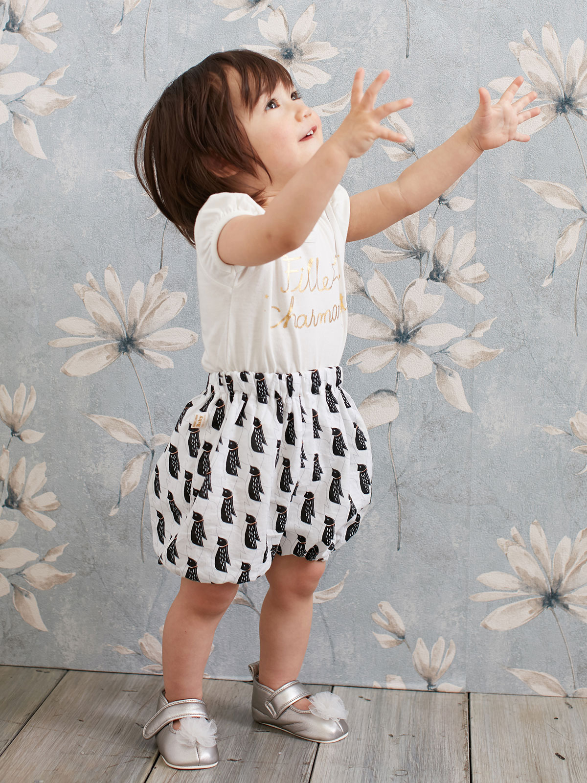 ベビー ブルマ|【日本製】ANGELIEBEオリジナル  プリントブルマ|ペンギンホワイト