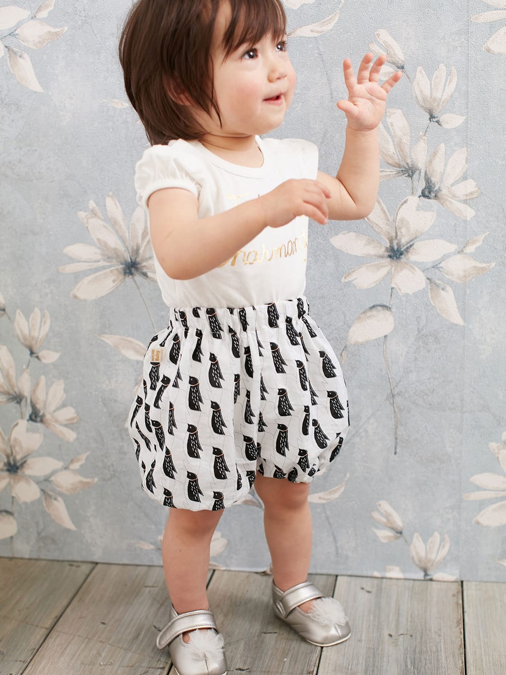 ベビー ブルマ|【日本製】ANGELIEBEオリジナル  プリントブルマ|ペンギンホワイト