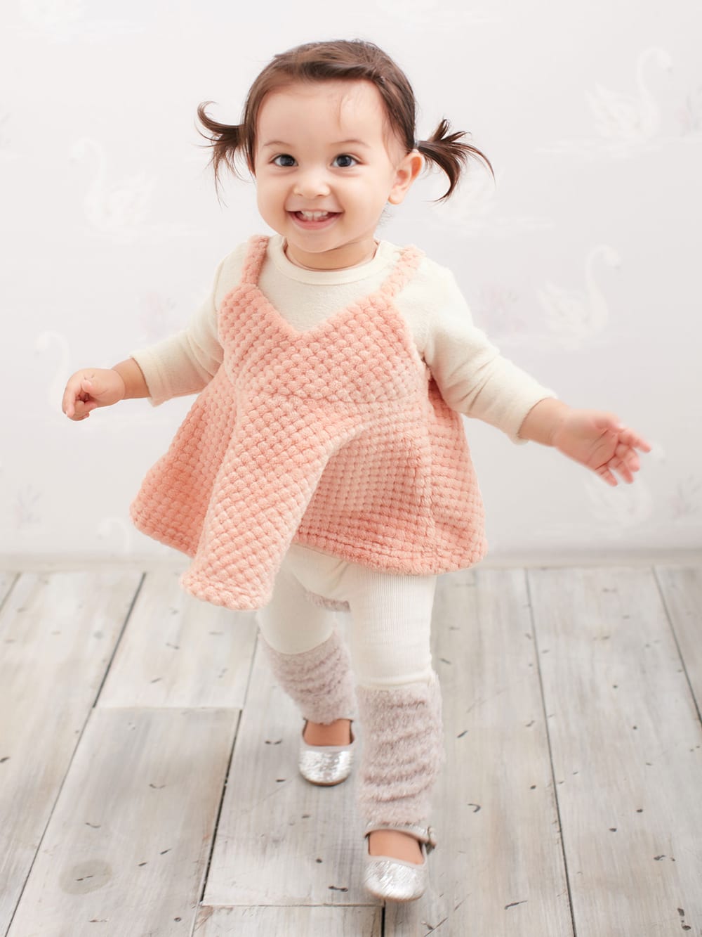 ベビーシューズ・ファーストシューズ・ベビー靴下|Kids zoo（キッズズー）裾もこもこレギンス|ホワイト