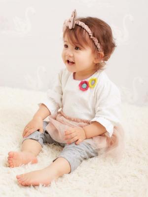 ベビー ワンピース|Caldia（カルディア）花付スカートオール|ホワイト