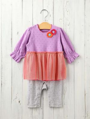 ベビー ワンピース|Caldia（カルディア）花付スカートオール|パープル
