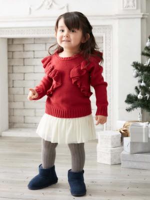 ベビートップス|WILL MERY（ウィルメリー）フリルニット|レッド