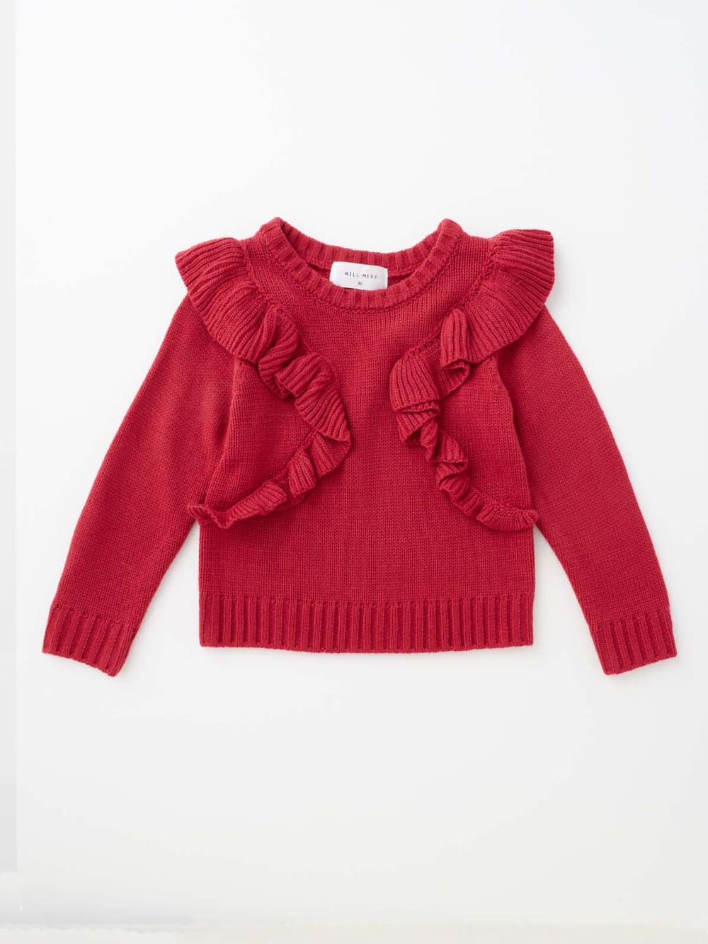 ベビートップス|WILL MERY（ウィルメリー）フリルニット|レッド