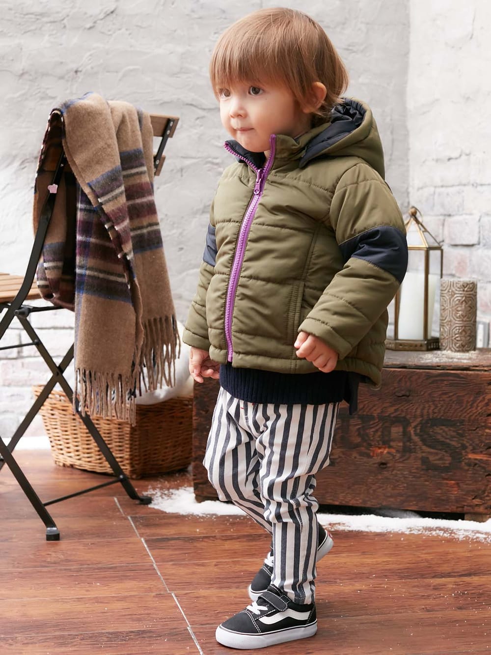 アウトレット|【ベビー服】MAKE YOUR DAY（メイクユアデイ）リバーシブル中綿ジャケット|カーキ