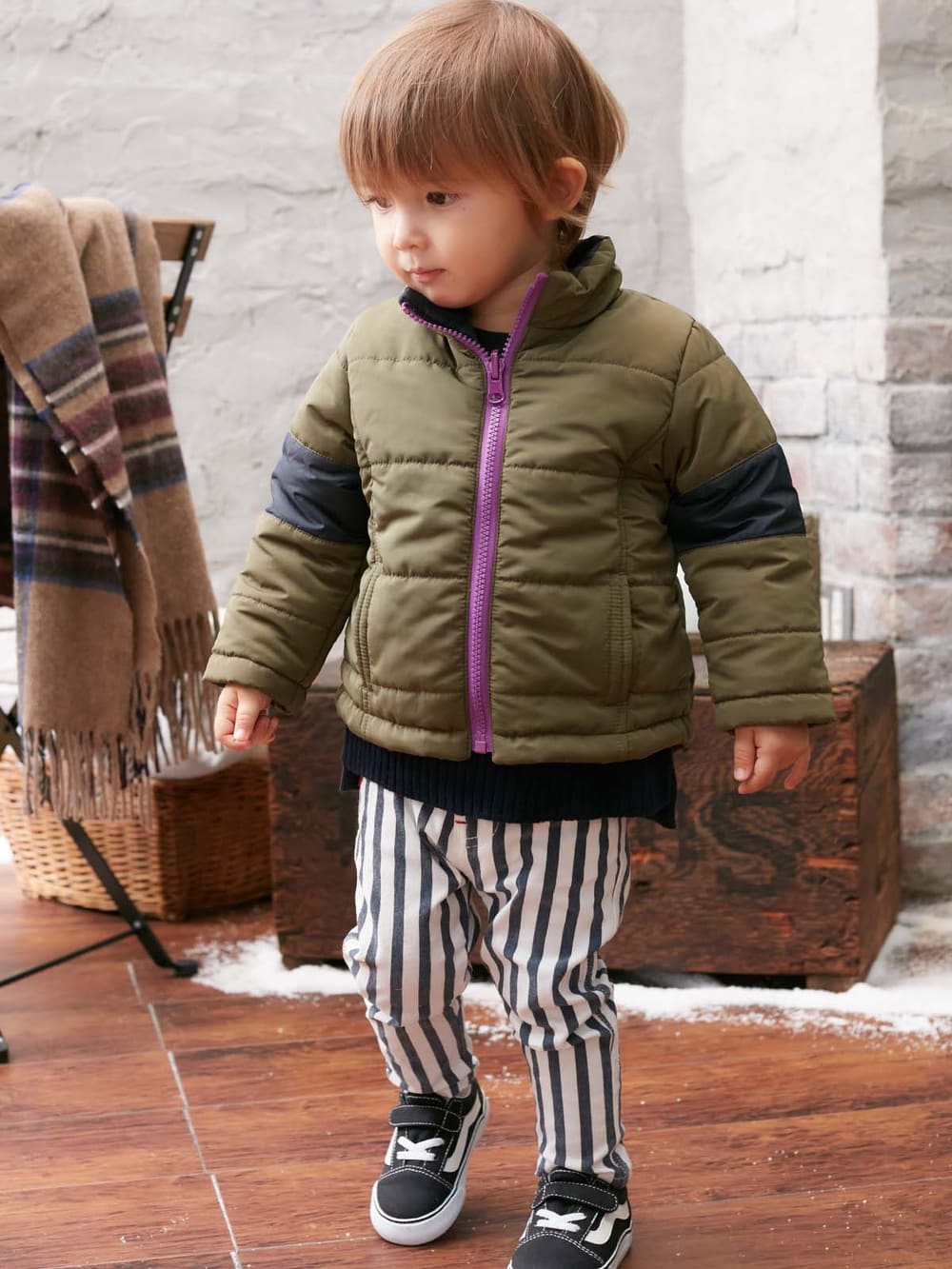 アウトレット|【ベビー服】MAKE YOUR DAY（メイクユアデイ）リバーシブル中綿ジャケット|カーキ