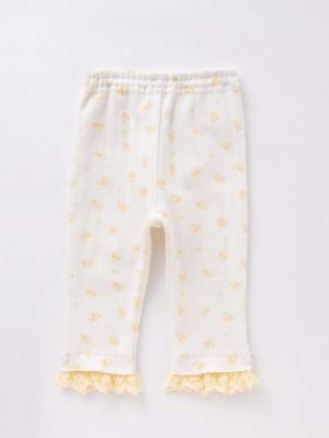 ベビーシューズ・ファーストシューズ・ベビー靴下|Kids zoo(キッズズー)9分丈レギンス|フラワーホワイト