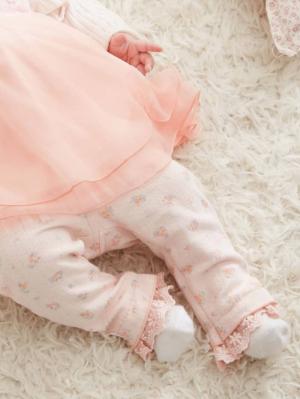 ベビーシューズ・ファーストシューズ・ベビー靴下|Kids zoo(キッズズー)9分丈レギンス|フラワーピンク