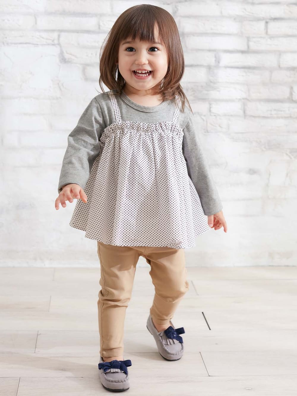 アウトレット|STUDIO MINI（スタジオミニ）キャミレイヤード風Tシャツ|グレー