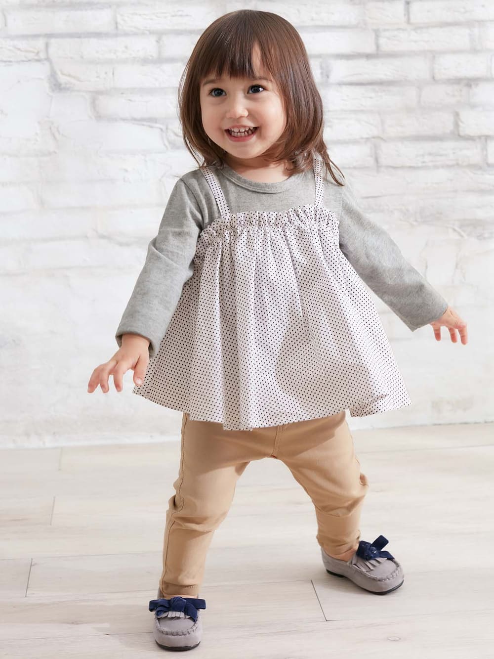 アウトレット|STUDIO MINI（スタジオミニ）キャミレイヤード風Tシャツ|グレー