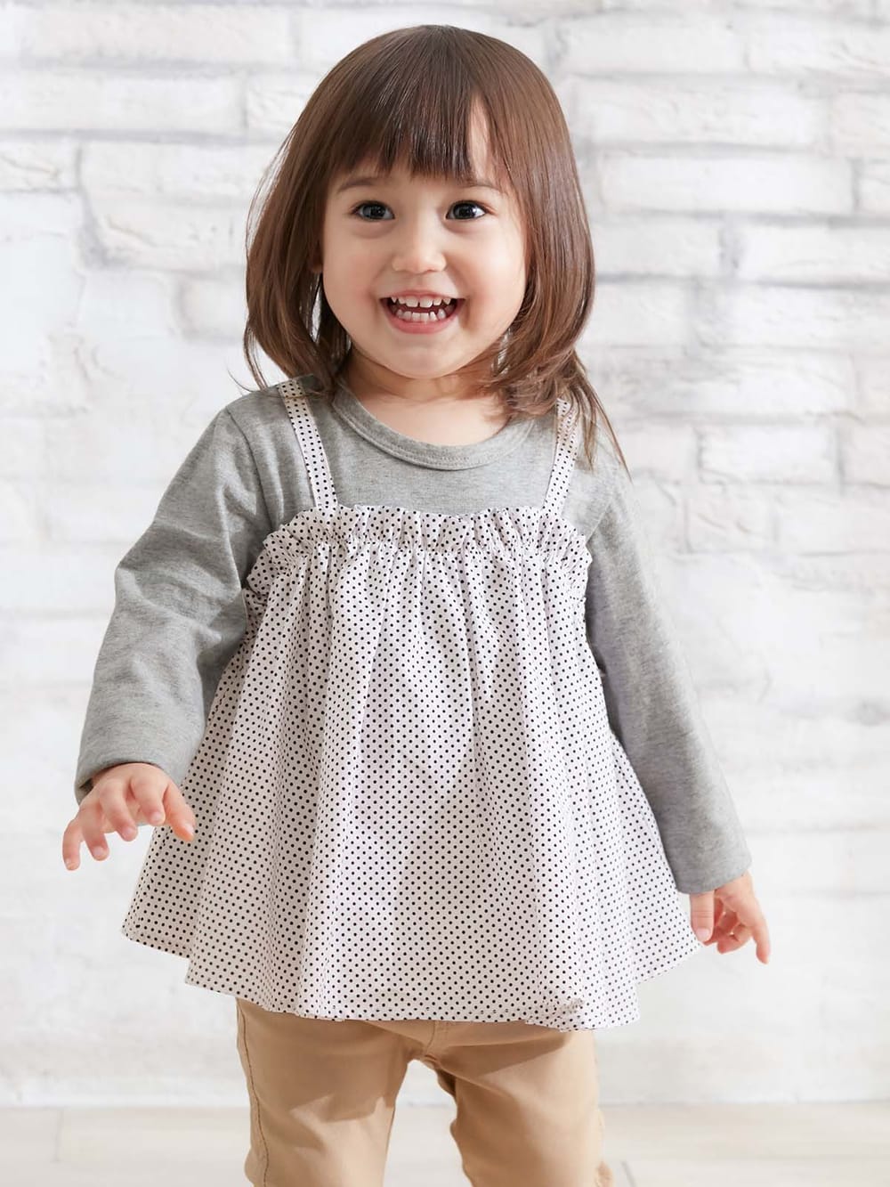 アウトレット|STUDIO MINI（スタジオミニ）キャミレイヤード風Tシャツ|グレー