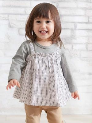 アウトレット|STUDIO MINI（スタジオミニ）キャミレイヤード風Tシャツ|グレー