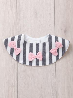 スタイ（よだれかけ）|Seraph（セラフ）ストライプリボンスタイ|ネイビー