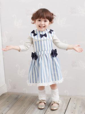 スタイ（よだれかけ）|Seraph（セラフ）ストライプリボンスタイ|サックス