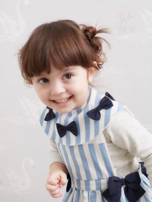 スタイ（よだれかけ）|Seraph（セラフ）ストライプリボンスタイ|サックス