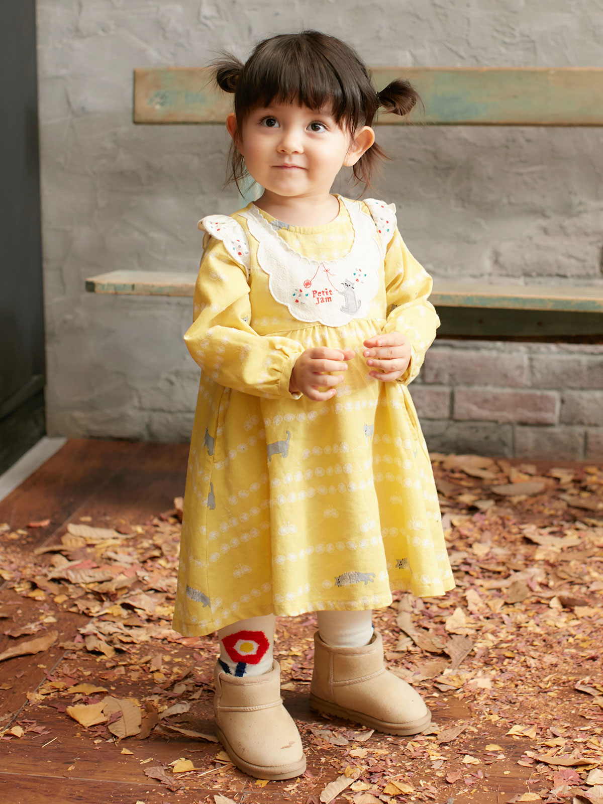 ベビー ワンピース Petit Jam 毛糸とネコのワンピース ベビー 新生児 服 ベビー用品通販 エンジェリーベ 公式