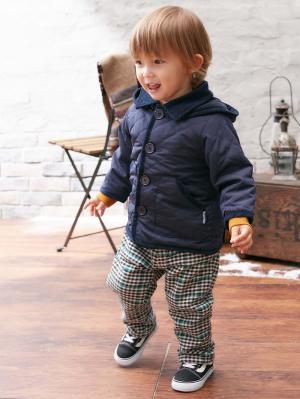 ベビー パンツ|【F.O.KIDS】チェック柄ボンディングパンツ|ブラック