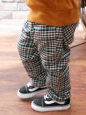 ベビー パンツ|【F.O.KIDS】チェック柄ボンディングパンツ|ブラック