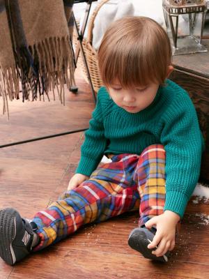 ベビー パンツ|【F.O.KIDS】チェック柄ボンディングパンツ|レッド