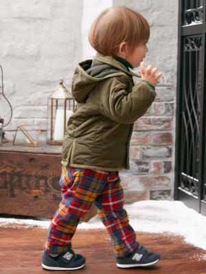 ベビー パンツ|【F.O.KIDS】チェック柄ボンディングパンツ|レッド