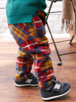 ベビー パンツ|【F.O.KIDS】チェック柄ボンディングパンツ|レッド