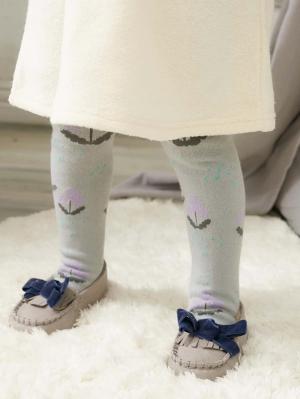 ベビーシューズ・ファーストシューズ・ベビー靴下|Petit jam(プチジャム)お花柄タイツ|グレー