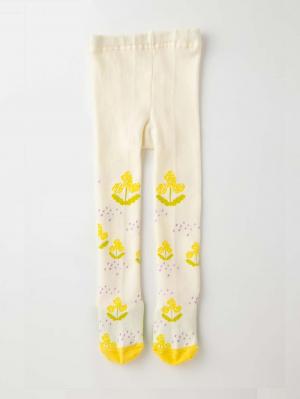 ベビーシューズ・ファーストシューズ・ベビー靴下|Petit jam(プチジャム)お花柄タイツ|アイボリー