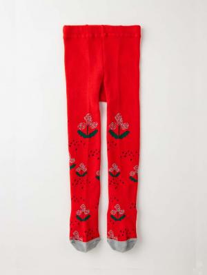 ベビーシューズ・ファーストシューズ・ベビー靴下|Petit jam(プチジャム)お花柄タイツ|レッド