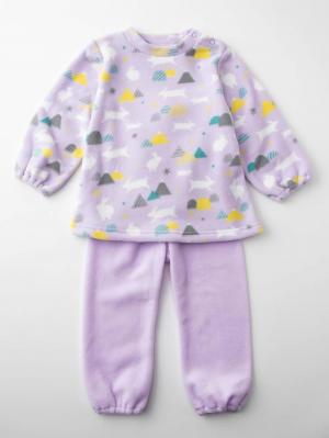 ベビーパジャマ・スリーパー|Ampersand（アンパサンド）うさぎと山のフリースパジャマ|ラベンダー