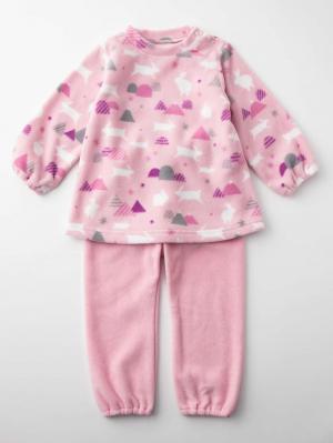ベビーパジャマ・スリーパー|Ampersand（アンパサンド）うさぎと山のフリースパジャマ|ピンク
