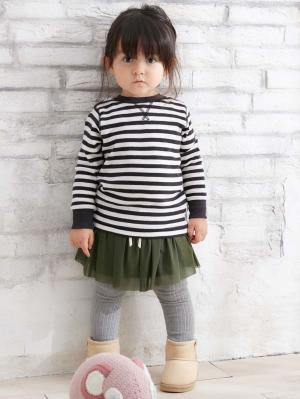 ベビートップス|【F.O.KIDS】サーマルボーダーロングTシャツ|ブラック