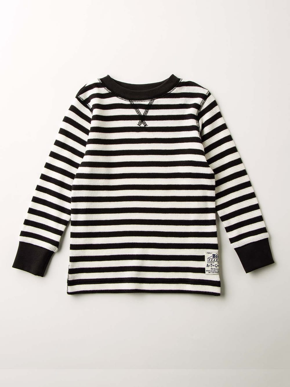 ベビートップス|【F.O.KIDS】サーマルボーダーロングTシャツ|ブラック