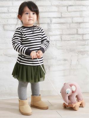 ベビートップス|【F.O.KIDS】サーマルボーダーロングTシャツ|ブラック