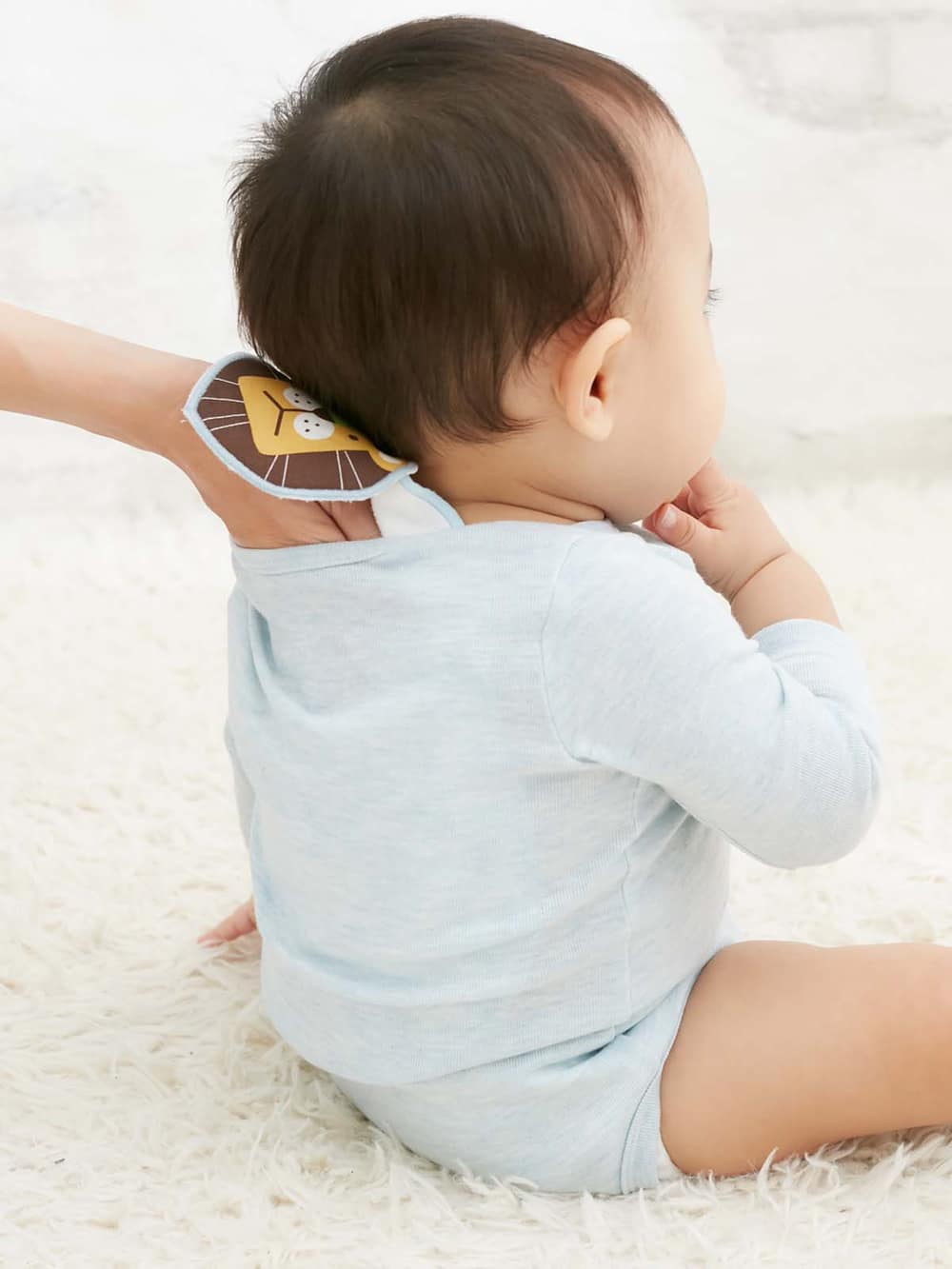 ベビー小物|Ampersand（アンパサンド）モチーフ付汗取りガーゼ|サックス