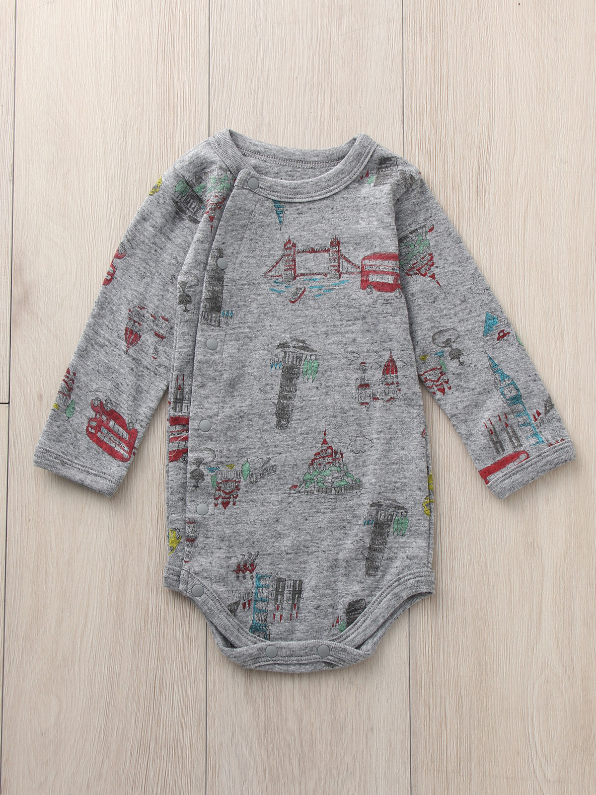 コンビ肌着・新生児/ベビー肌着|BIT’Z（ビッツ）前開きプリントボディ|グレー